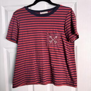 Striped Embroidered Arrow Pocket Tee